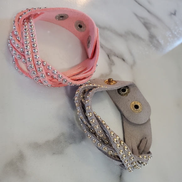 2 Multi Strand Wrap Bracelet's Pink & Gray - Picture 11 of 13